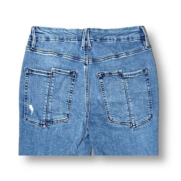 Good American 10/30 Indigo Good Straight Leg Jeans Stretch Denim Split Pockets - Picture 10 of 10